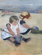 Mary Cassatt Two Children on the Beach (mk09) painting